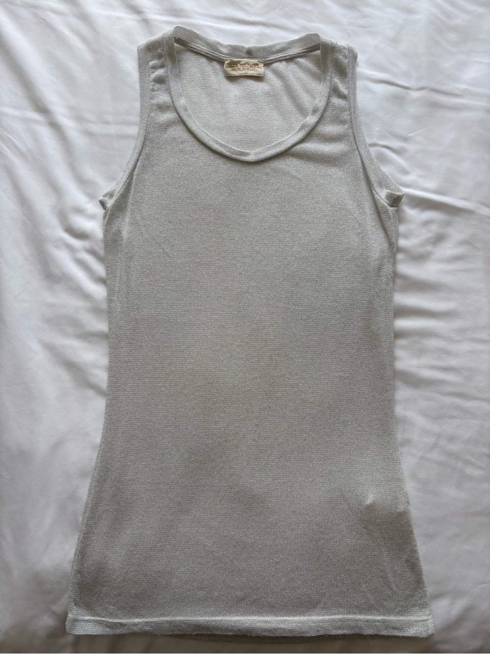 Club Voltaire Made in Italy Metallic Knit Tank Top Silver Gray Size M